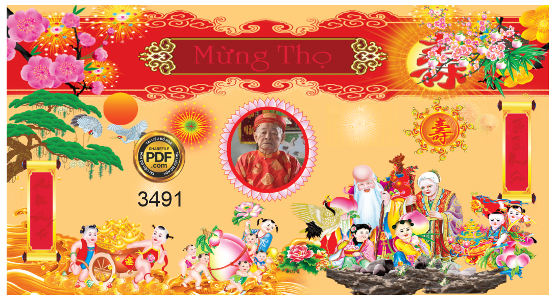 Market mẫu mừng thọ #3 đẹp file Corel