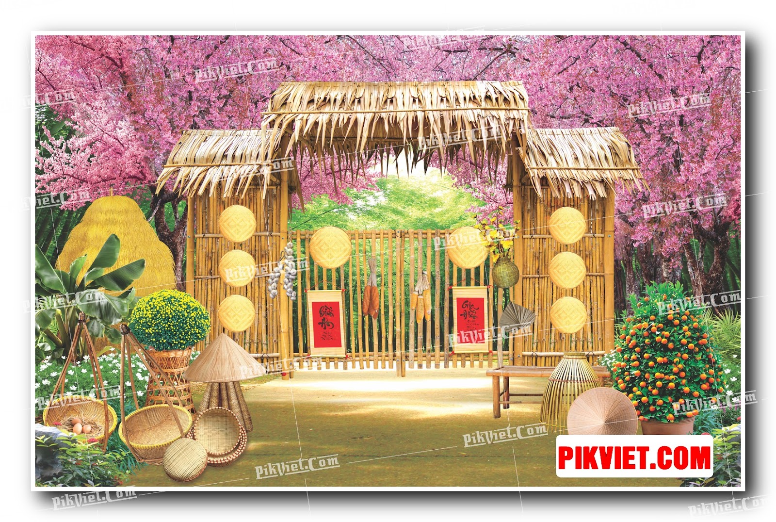 Mẫu Phông Nền Tiểu Cảnh Trang Trí Tết File Vector 2025 Đẹp 48