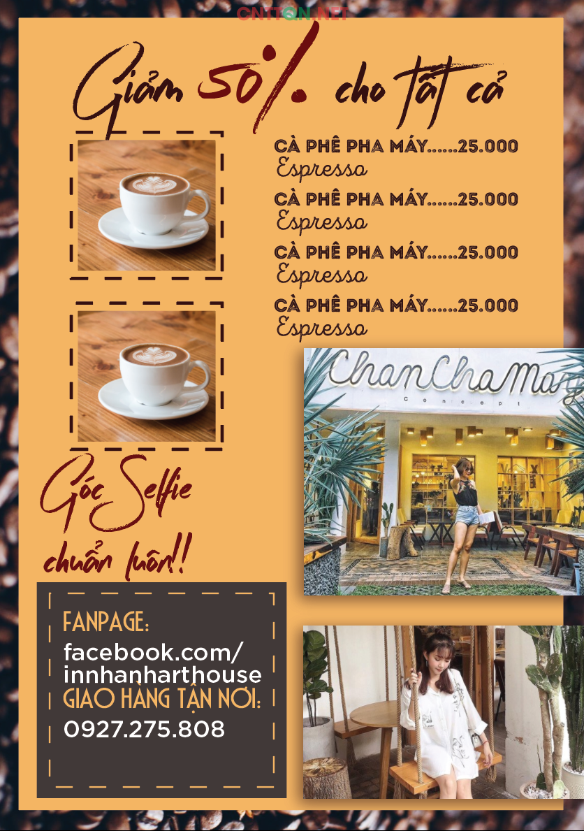 Tờ rơi khai trương quán cà phê Phố file AI