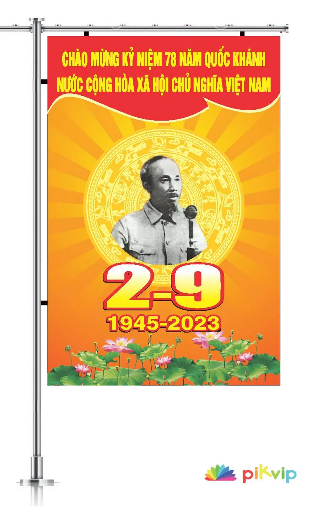 Mẫu Banner Chào Mừng 78 Năm Quốc Khánh 2/9: Hồ Chí Minh, Hoa Sen & Họa Tiết Truyền Thống