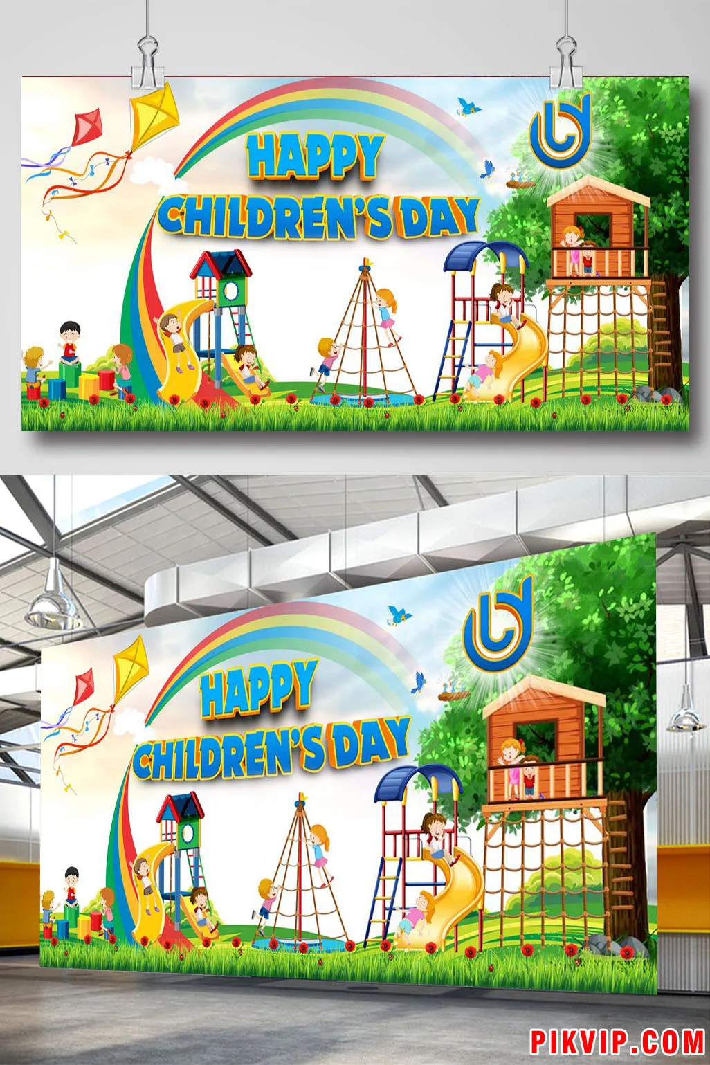 Banner Ngày Thiếu Nhi Hạnh Phúc: Sân Chơi Ước Mơ Đầy Màu Sắc và Niềm Vui