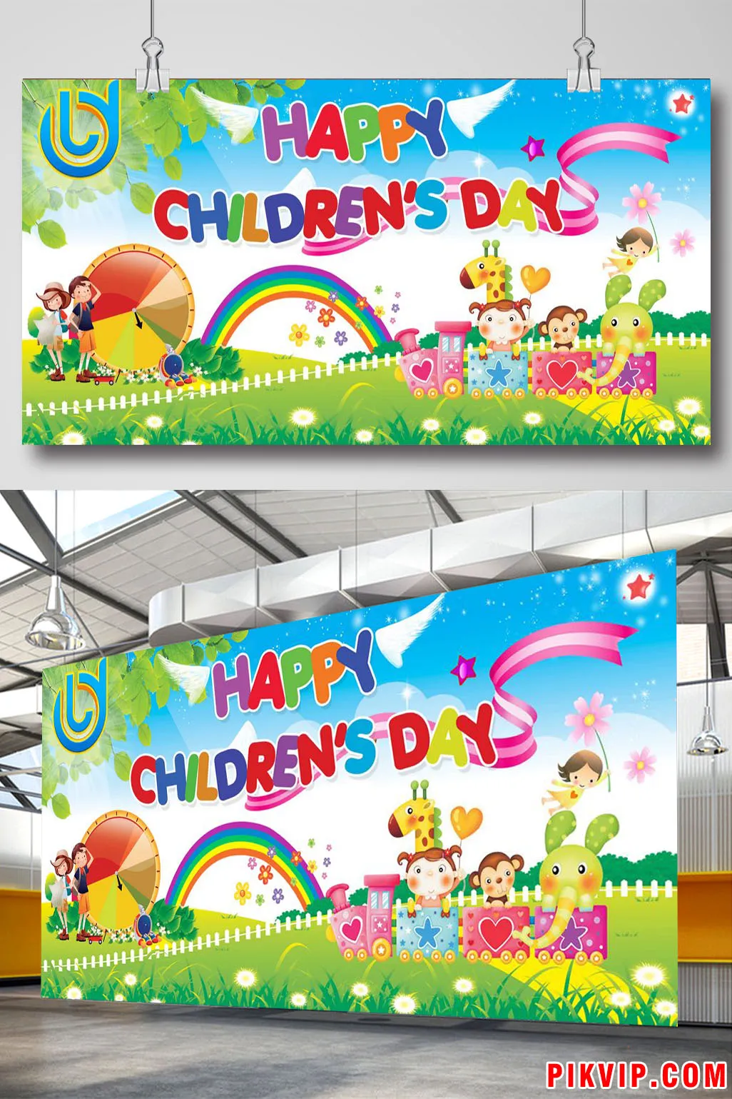 Banner Vector Chúc Mừng Ngày Quốc Tế Thiếu Nhi Hạnh Phúc Với Phong Cảnh Hoạt Hình Vui Nhộn
