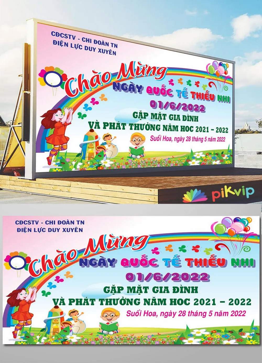 Mẫu Banner Backdrop Chào Mừng Quốc Tế Thiếu Nhi 1/6 & Trao Thưởng Vui Tươi