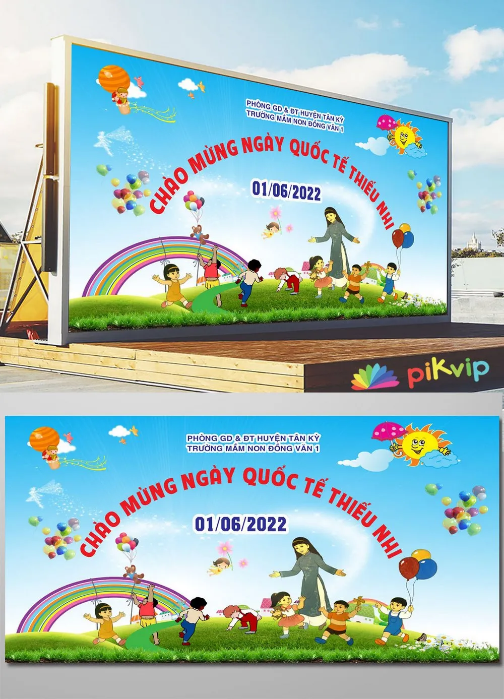 Mẫu Banner Backdrop Chào Mừng Quốc Tế Thiếu Nhi 1/6 Sống Động Cùng Trẻ Thơ