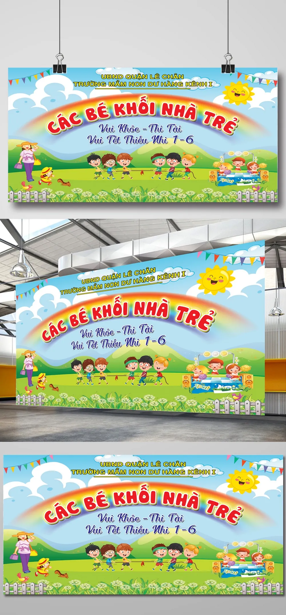 Thiết Kế Backdrop Tết Thiếu Nhi 1/6 Mầm Non: Các Bé Vui Khỏe Thi Tài