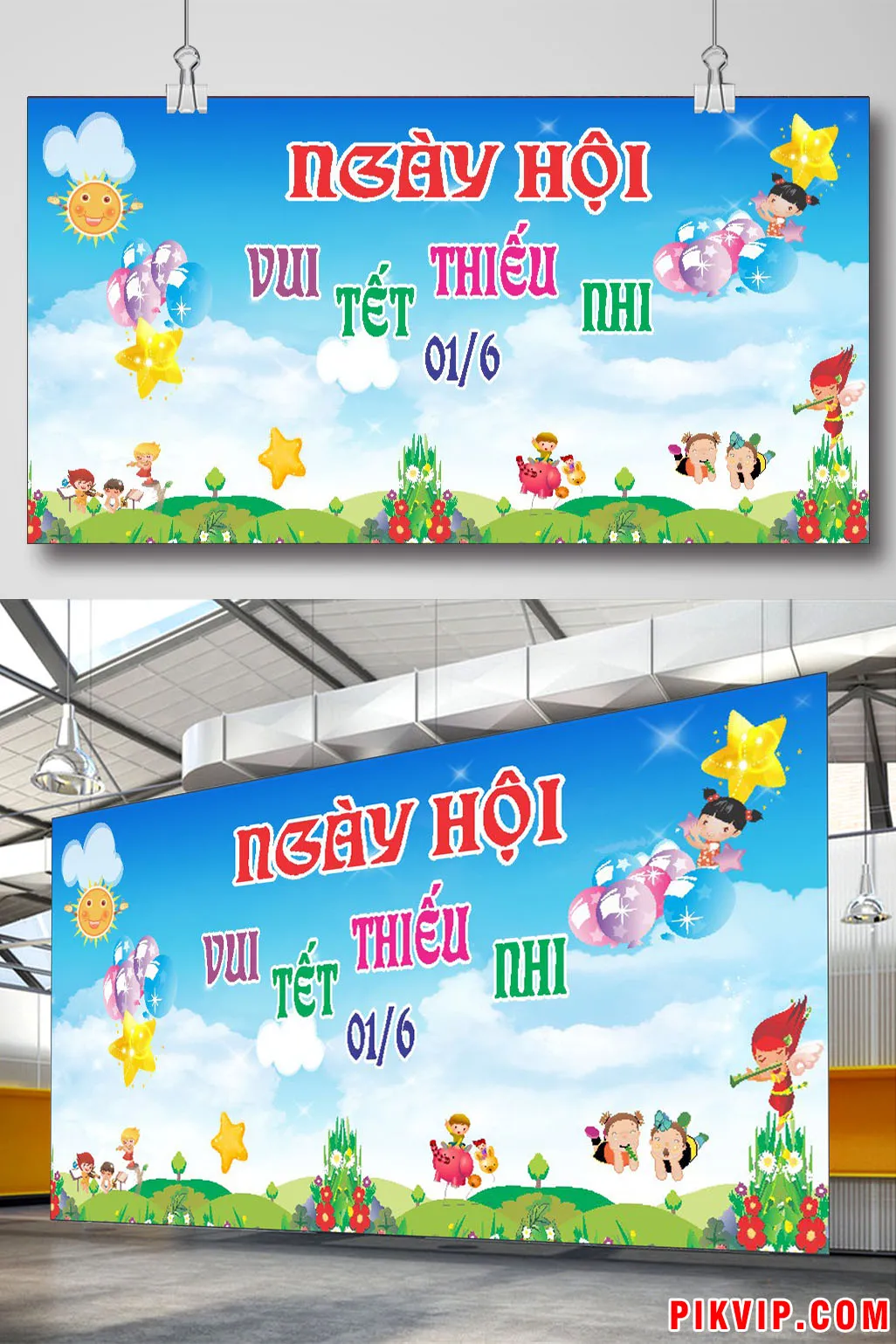 Thiết Kế Banner Phông Nền Ngày Hội Tết Thiếu Nhi 01/6 Rực Rỡ Đáng Yêu