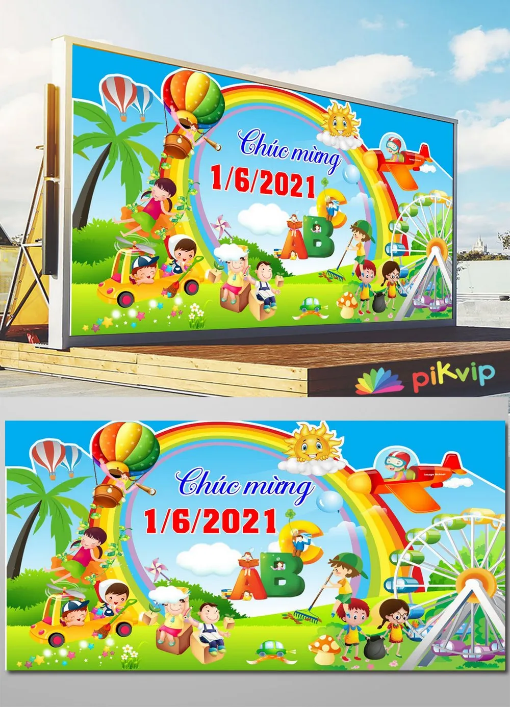 Vector Banner Chúc Mừng 1/6 Ngày Quốc Tế Thiếu Nhi Đầy Màu Sắc và Sinh Động