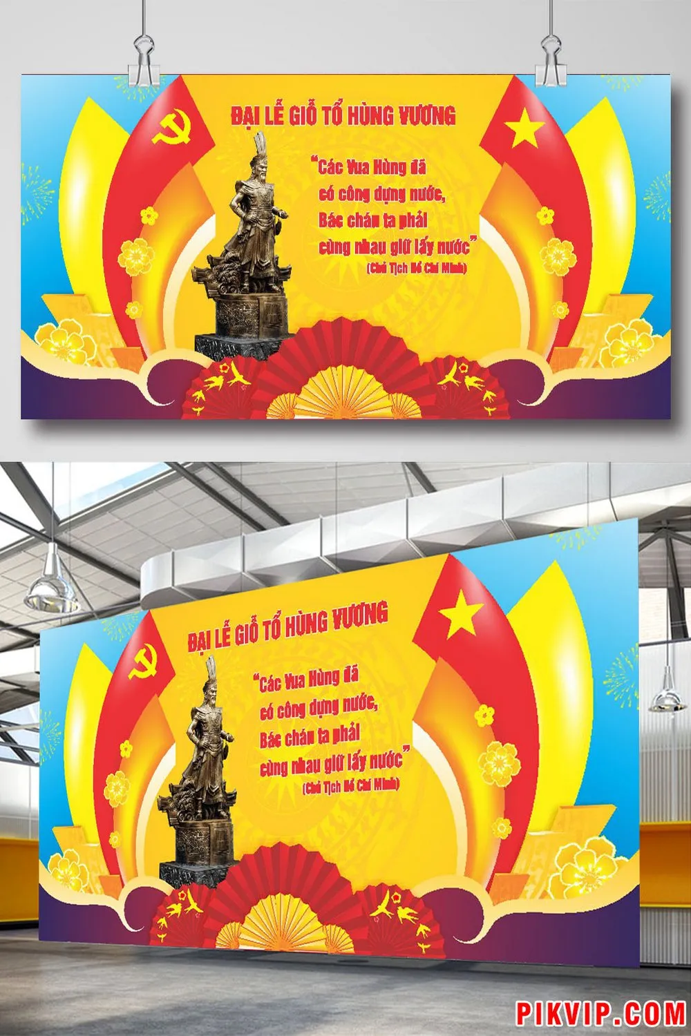 Backdrop Vector Giỗ Tổ Hùng Vương Hùng Tráng - Thiết Kế Văn Hóa Dân Tộc