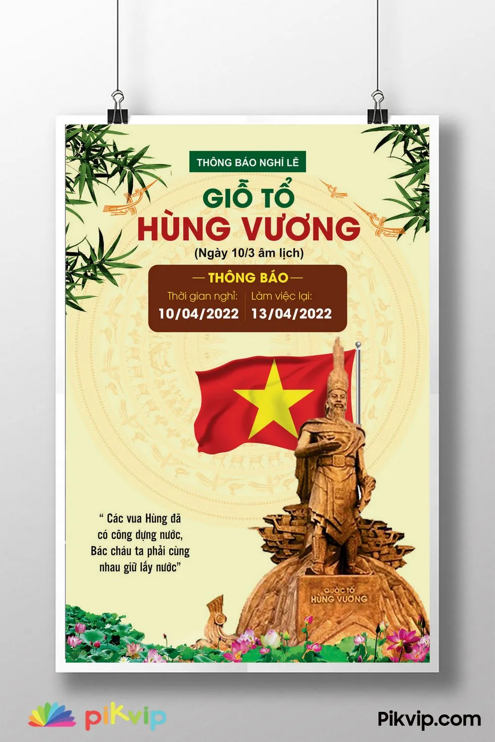Mẫu Poster Giỗ Tổ Hùng Vương 2022: Thông Báo Nghỉ Lễ Trang Trọng & Ý Nghĩa