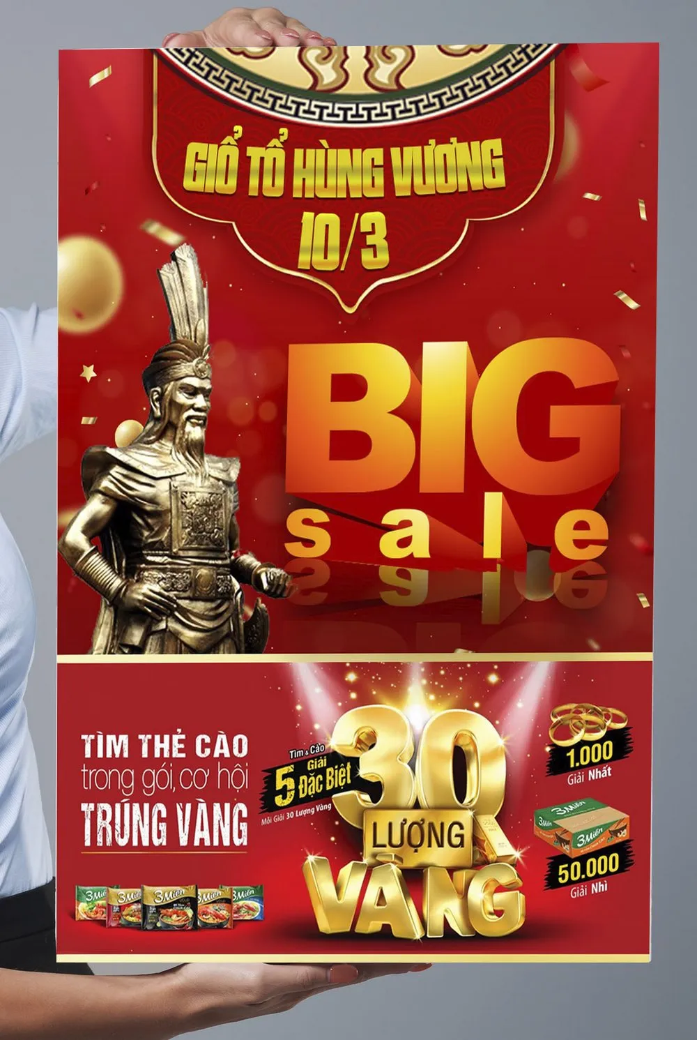 Thiết kế Banner Quảng Cáo Đón Giỗ Tổ Hùng Vương 10/3: Đại Sale và Cơ Hội Trúng 30 Lượng Vàng