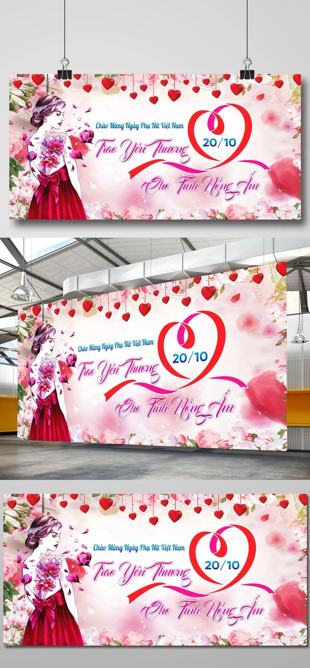 Thiết Kế Backdrop/Banner 20/10 Chào Mừng Ngày Phụ Nữ Việt Nam Tôn Vinh Vẻ Đẹp Phái Nữ