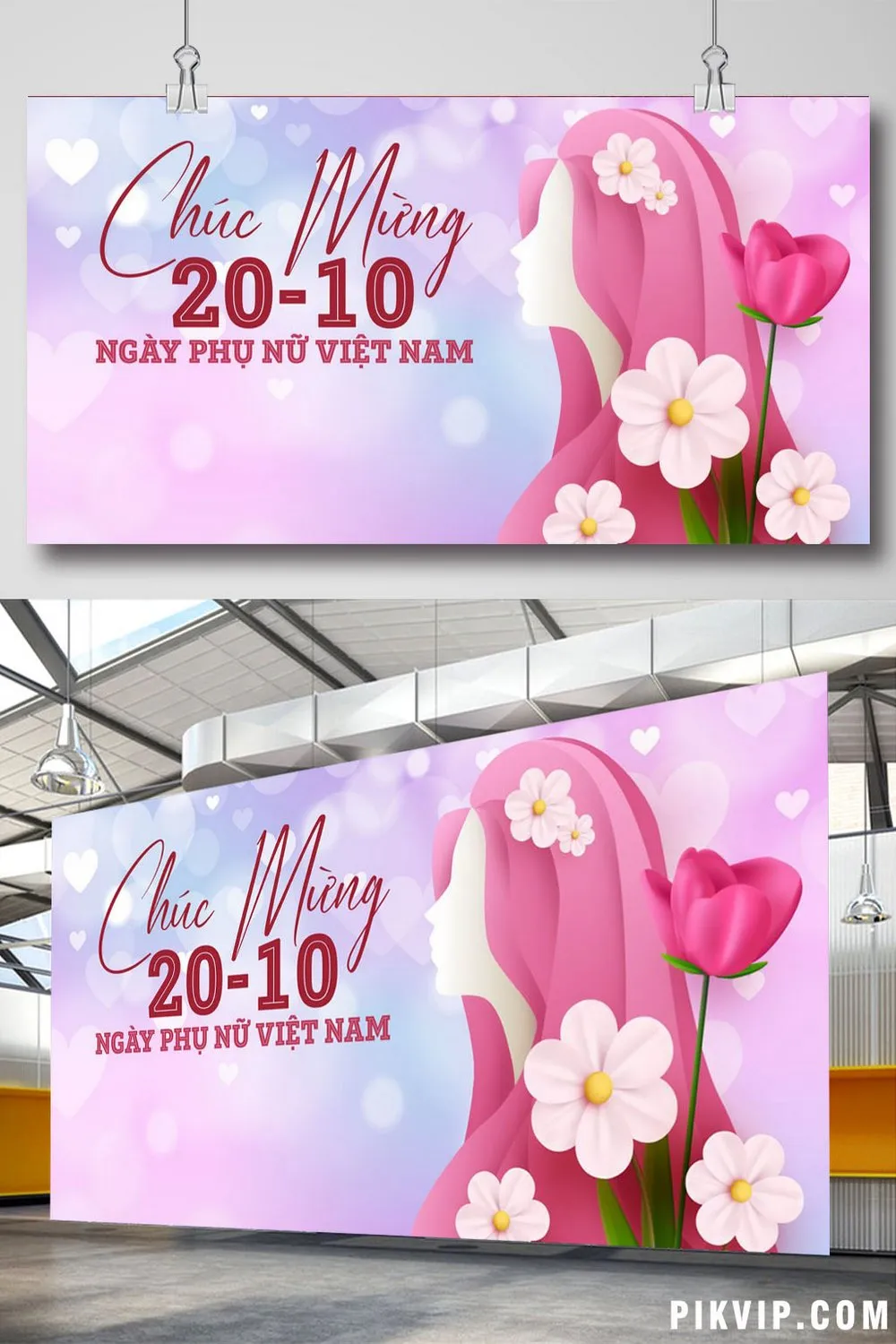 Thiết Kế Banner 20-10 Ngày Phụ Nữ Việt Nam: Nữ Tính Với Nàng Thơ và Hoa Tulip