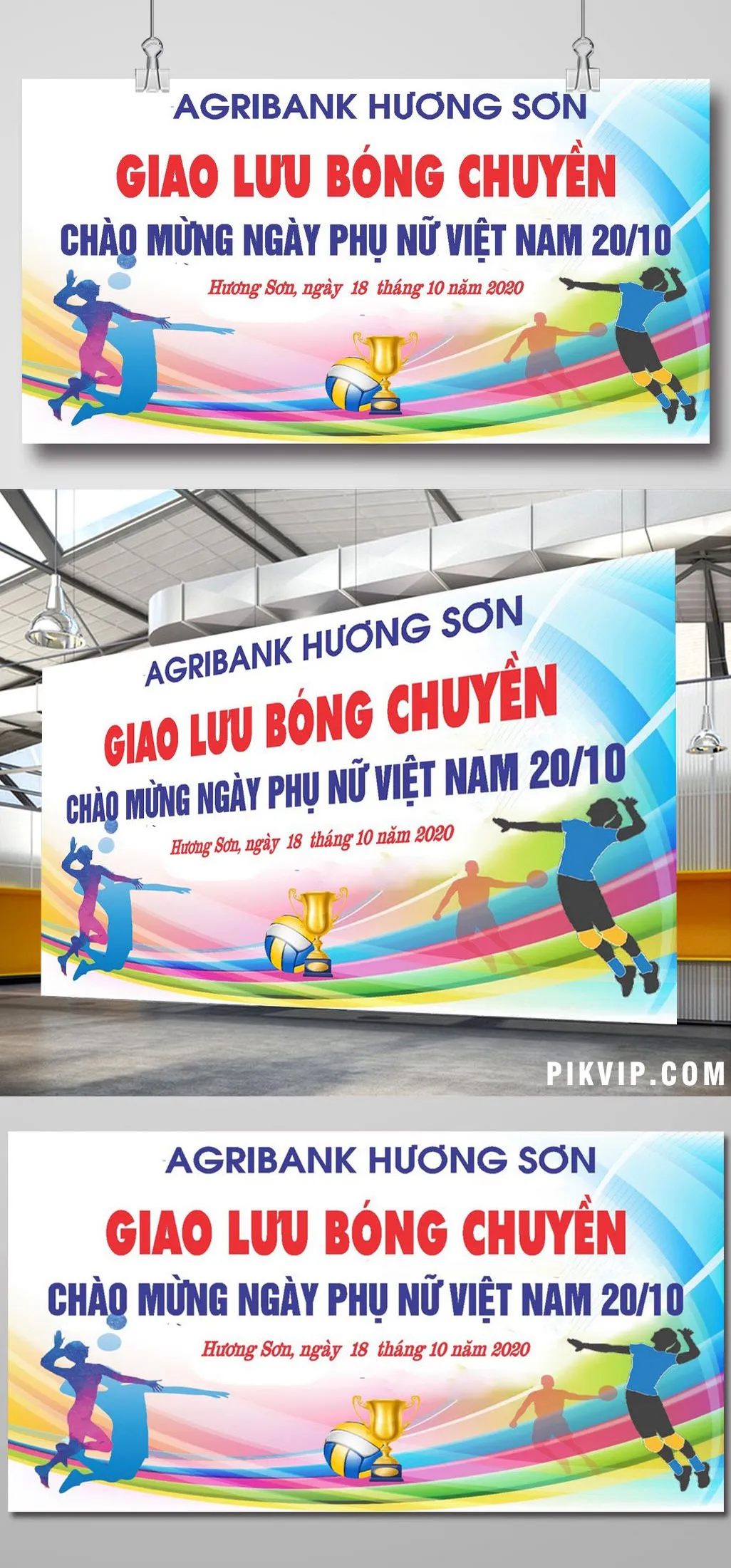 Thiết Kế Banner Giao Lưu Bóng Chuyền 20/10: Sắc Màu Năng Động Cùng Agribank Hương Sơn