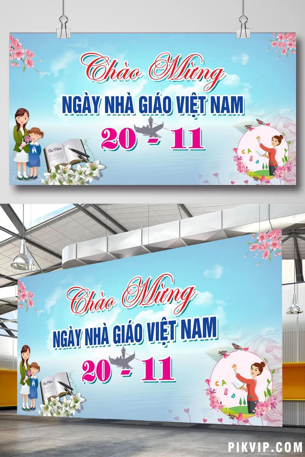 Mẫu Banner Backdrop Chào Mừng Ngày Nhà Giáo Việt Nam 20-11 Ấn Tượng Với Thầy Cô Và Học Trò