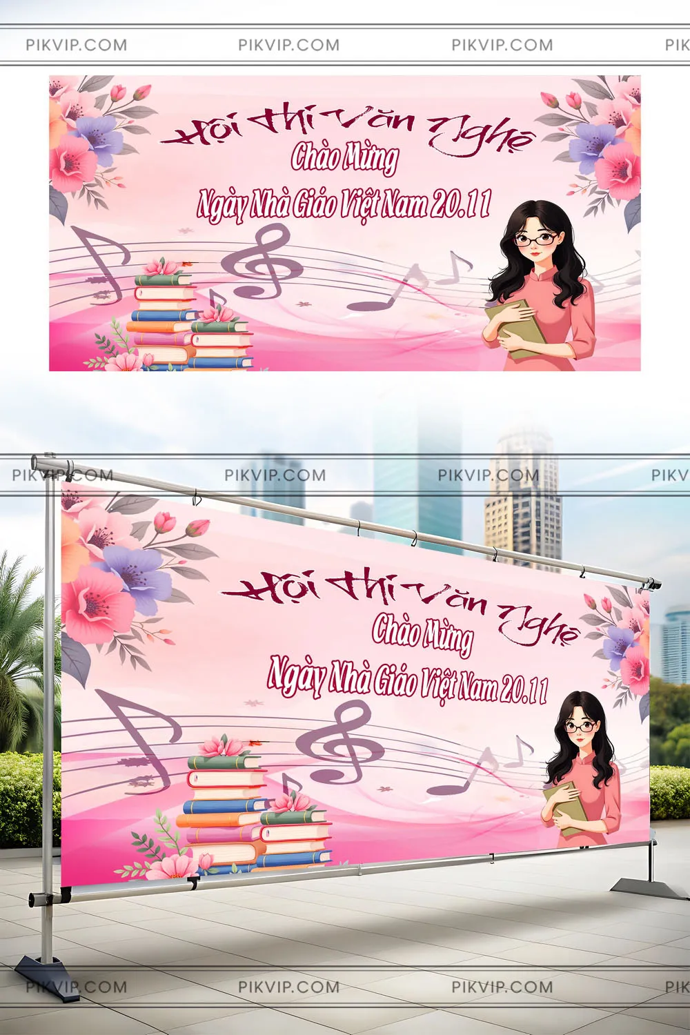 Mẫu Banner Backdrop Ngày Nhà Giáo Việt Nam 20.11: Hội Thi Văn Nghệ Sắc Màu