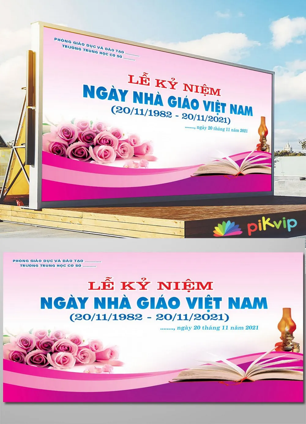 Mẫu Banner Ngày Nhà Giáo Việt Nam 20/11: Hồng Thắm Tri Ân, Sách Đèn Tri Thức