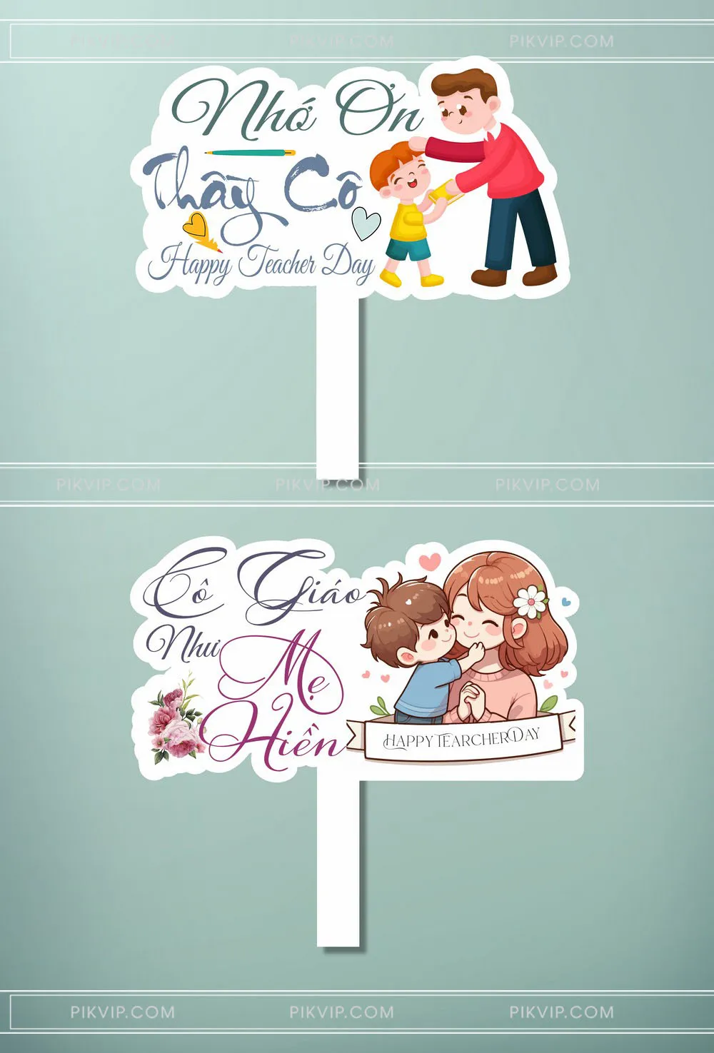 Set 2 Biểu Ngữ Cầm Tay Tri Ân Ngày Nhà Giáo Việt Nam Dễ Thương
