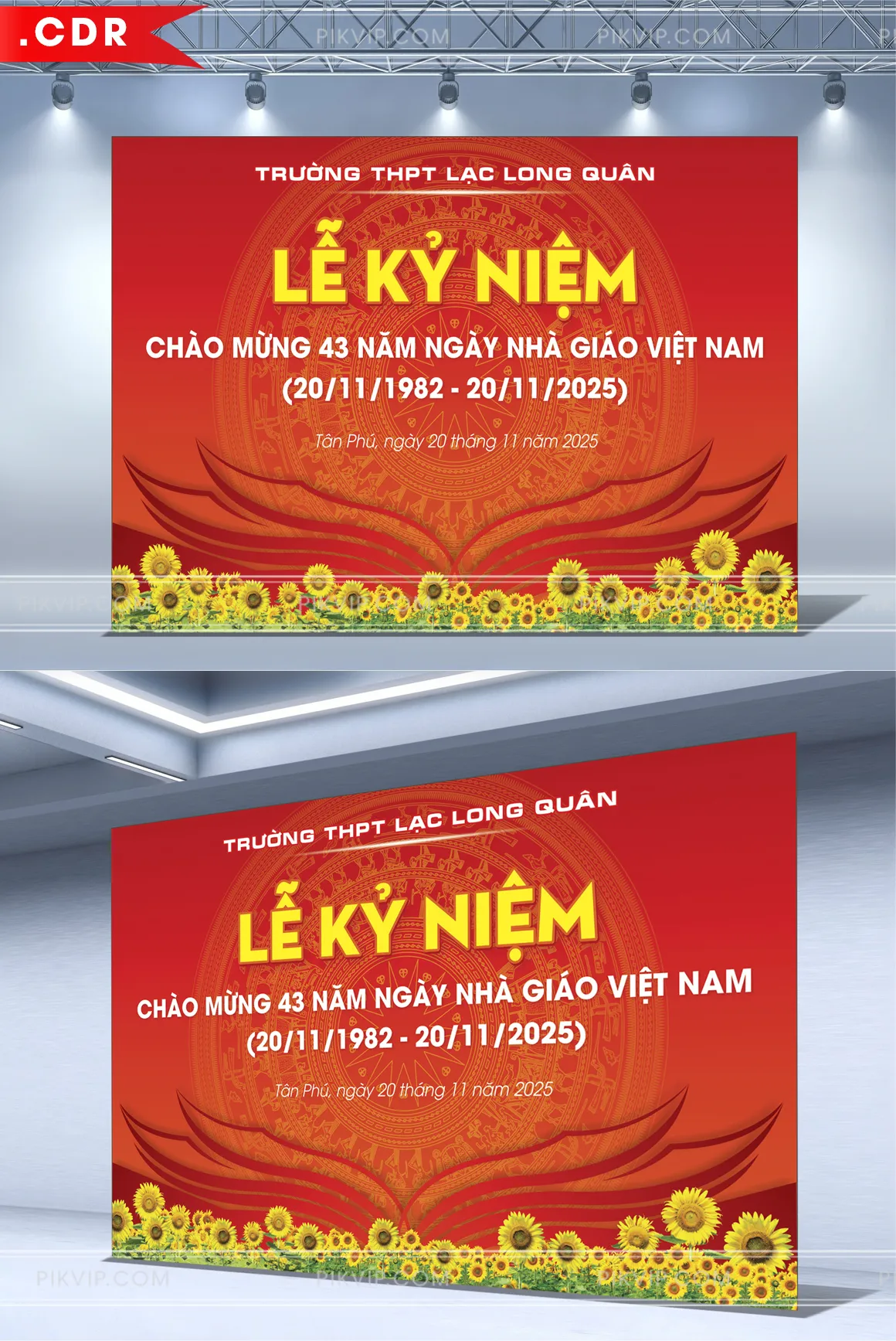 Thiết Kế Backdrop Lễ Kỷ Niệm Ngày Nhà Giáo Việt Nam 20/11 Độc Đáo – File Vector CDR