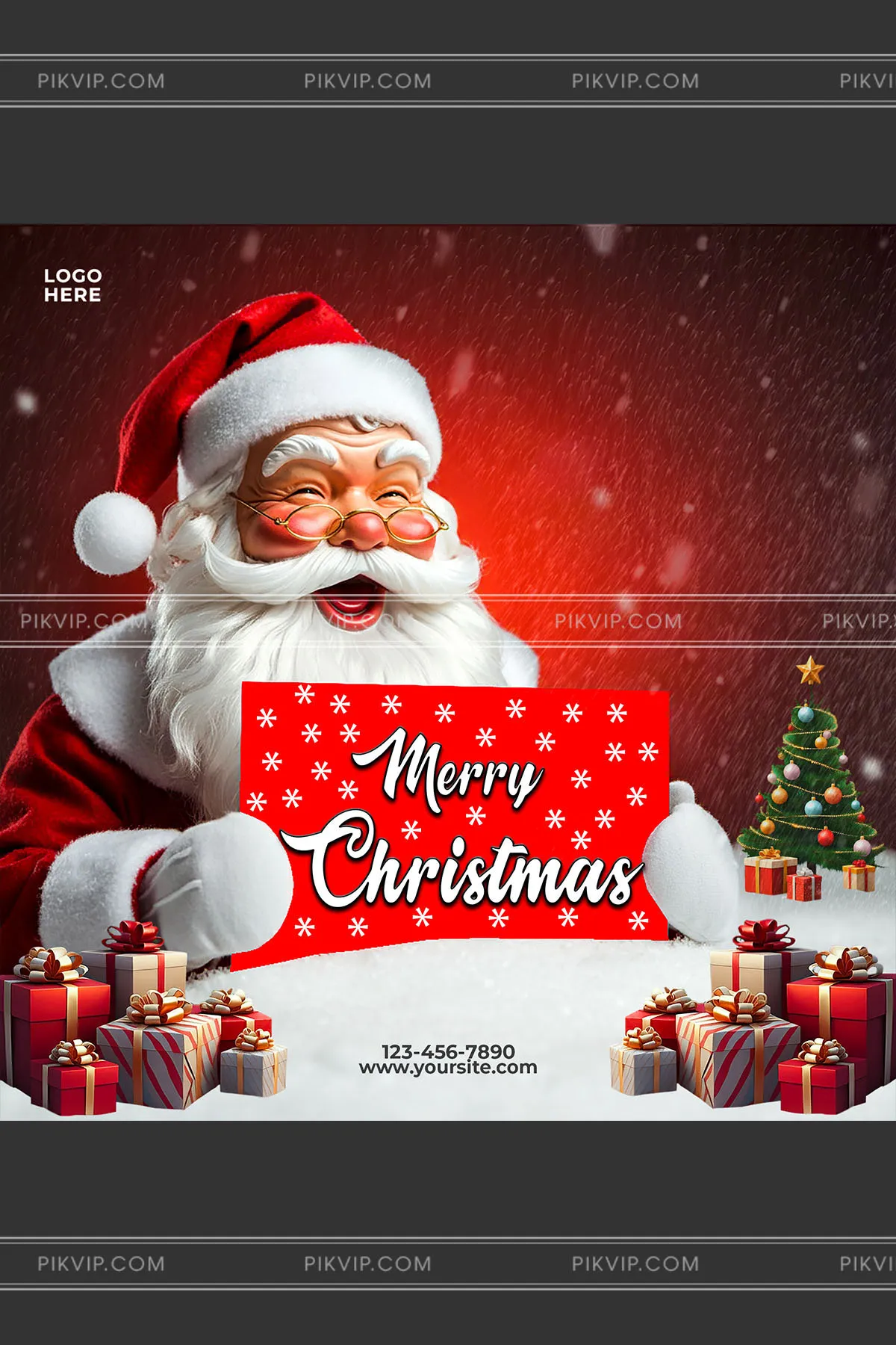Thiết Kế Giáng Sinh Hạnh Phúc: Ông Già Noel, Biển Merry Christmas và Quà Tặng Đa Dạng