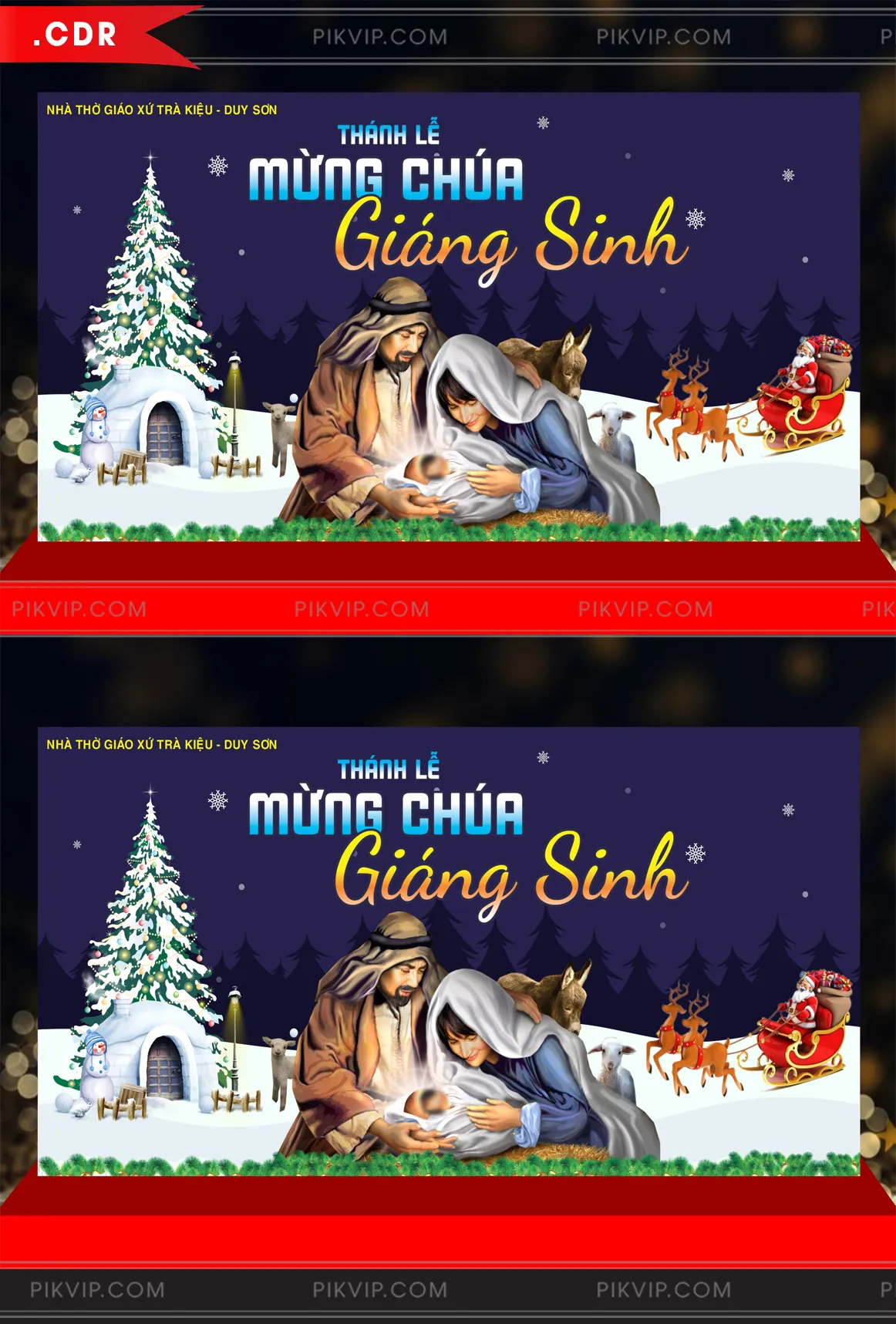 Vector Background Giáng Sinh Hài Hòa Chúa Hài Đồng và Ông Già Noel File CDR
