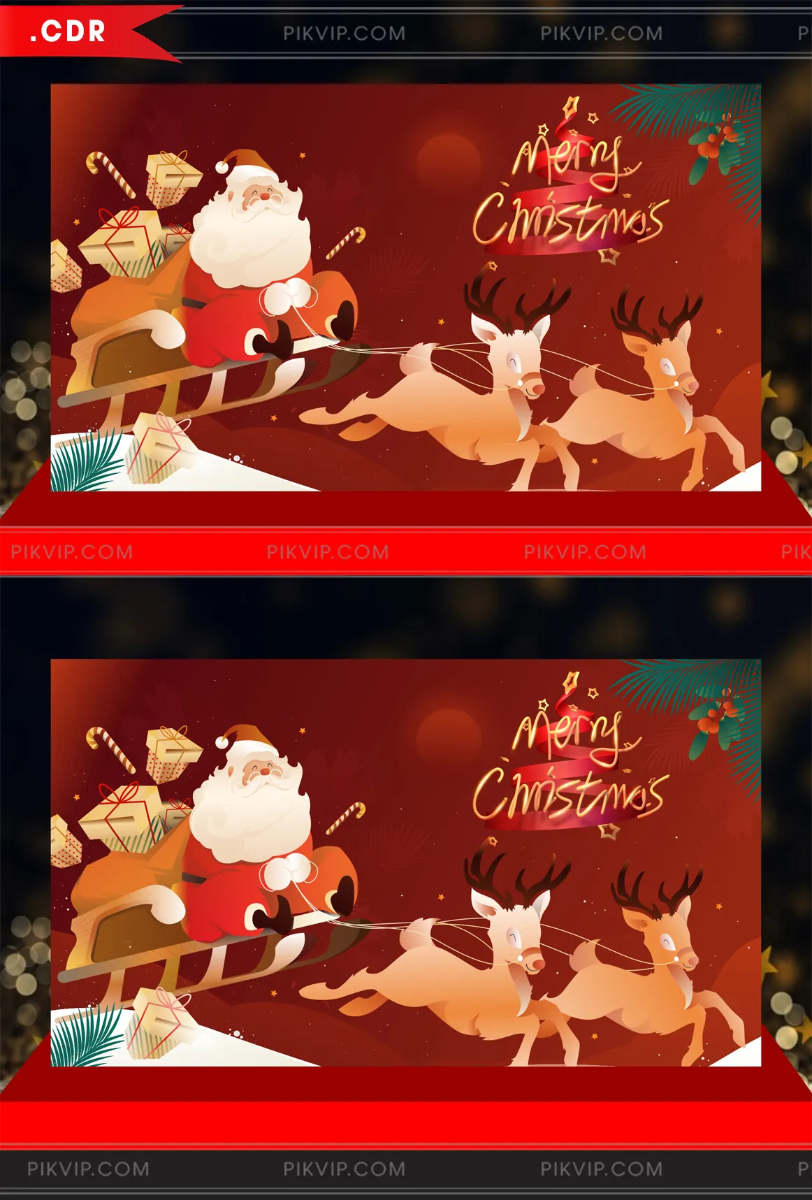 Vector Giáng Sinh Chủ Đề Ông Già Noel, Tuần Lộc và Quà Tặng Đầy Màu Sắc