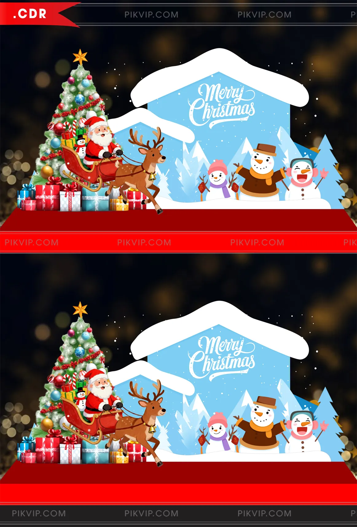 Vector Giáng Sinh Ngộ Nghĩnh: Ông Già Noel, Tuần Lộc và Gia Đình Người Tuyết