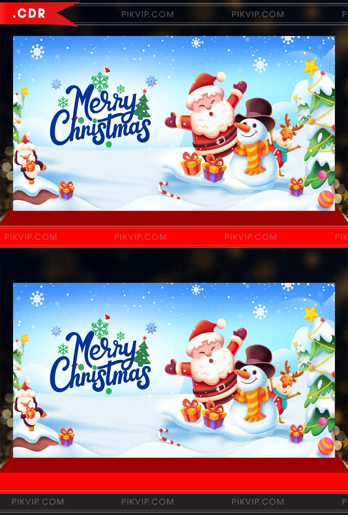 Vector Giáng Sinh Đáng Yêu: Ông Già Noel, Người Tuyết và Đồng Bọn Đón Lễ Hội Tuyết Trắng