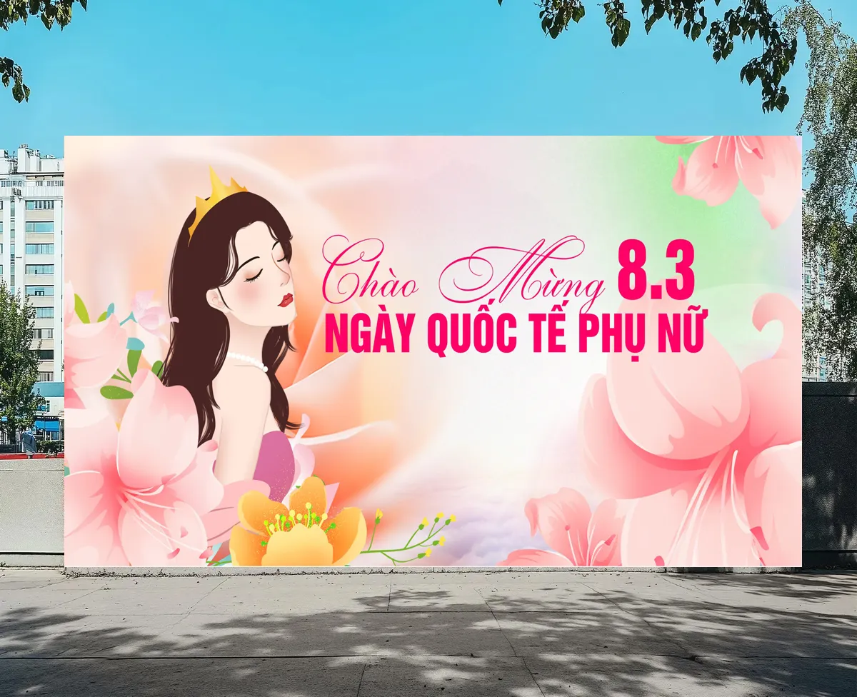 Banner Vector Chúc Mừng Ngày Quốc Tế Phụ Nữ 8.3: Nữ Hoàng Sắc Hồng Tinh Tế