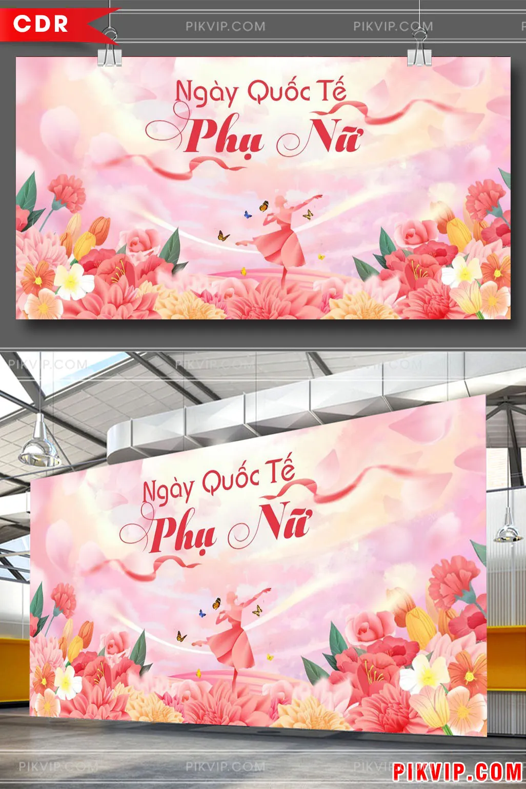 Mẫu Thiết Kế Banner Ngày Quốc Tế Phụ Nữ: Vũ Điệu Hoa Hồng Nữ Tính