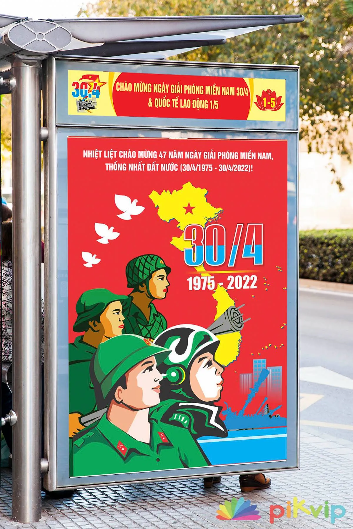 Thiết Kế Vector Poster 30/4 - 1/5: Hình Ảnh Người Lính, Bản Đồ Việt Nam & Chim Bồ Câu Hòa Bình
