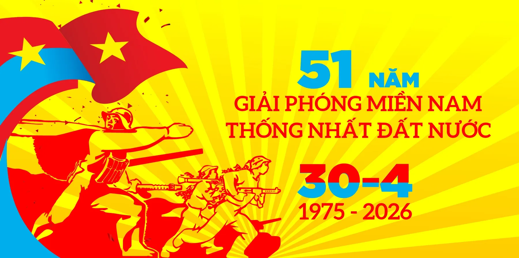 Vector Banner Kỷ Niệm 51 Năm Ngày Giải Phóng Miền Nam 30/4/1975 - 2026
