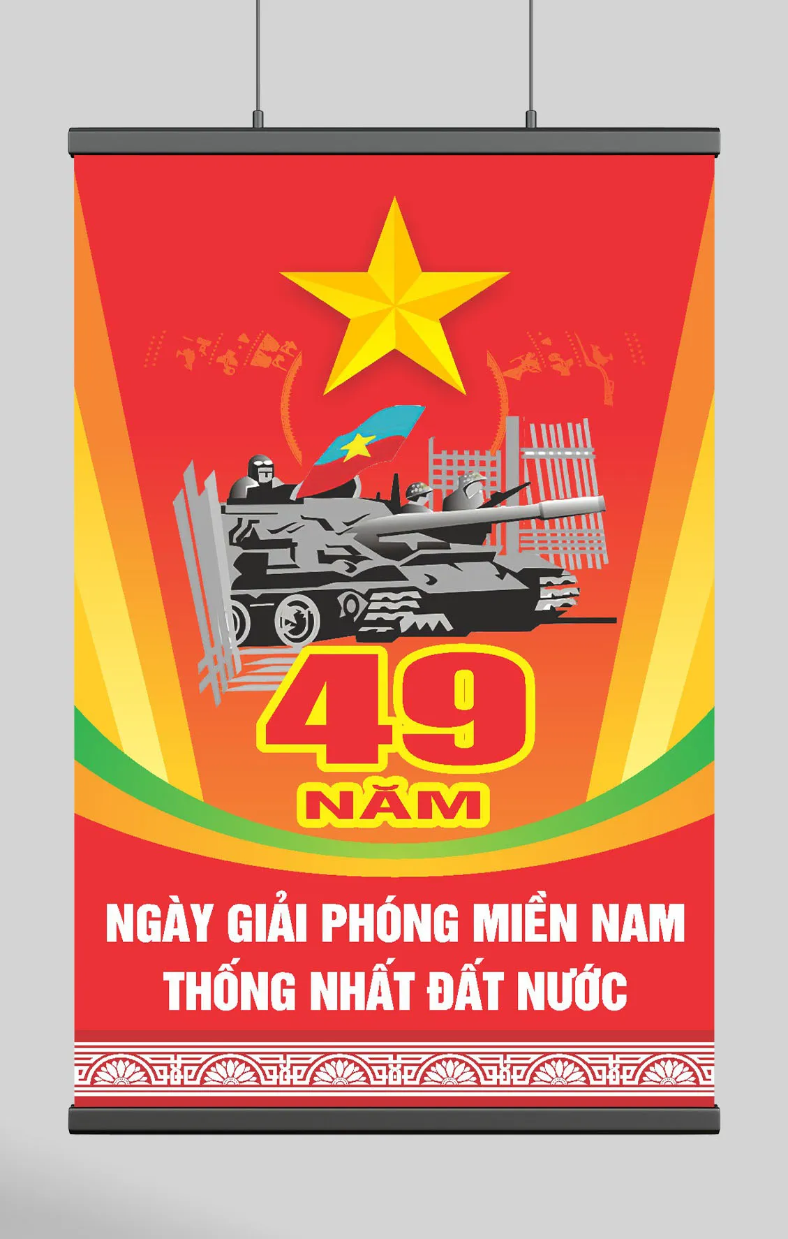 Vector Banner Lịch Sử: Kỷ Niệm 49 Năm Giải Phóng Miền Nam Thống Nhất Đất Nước (30/4)