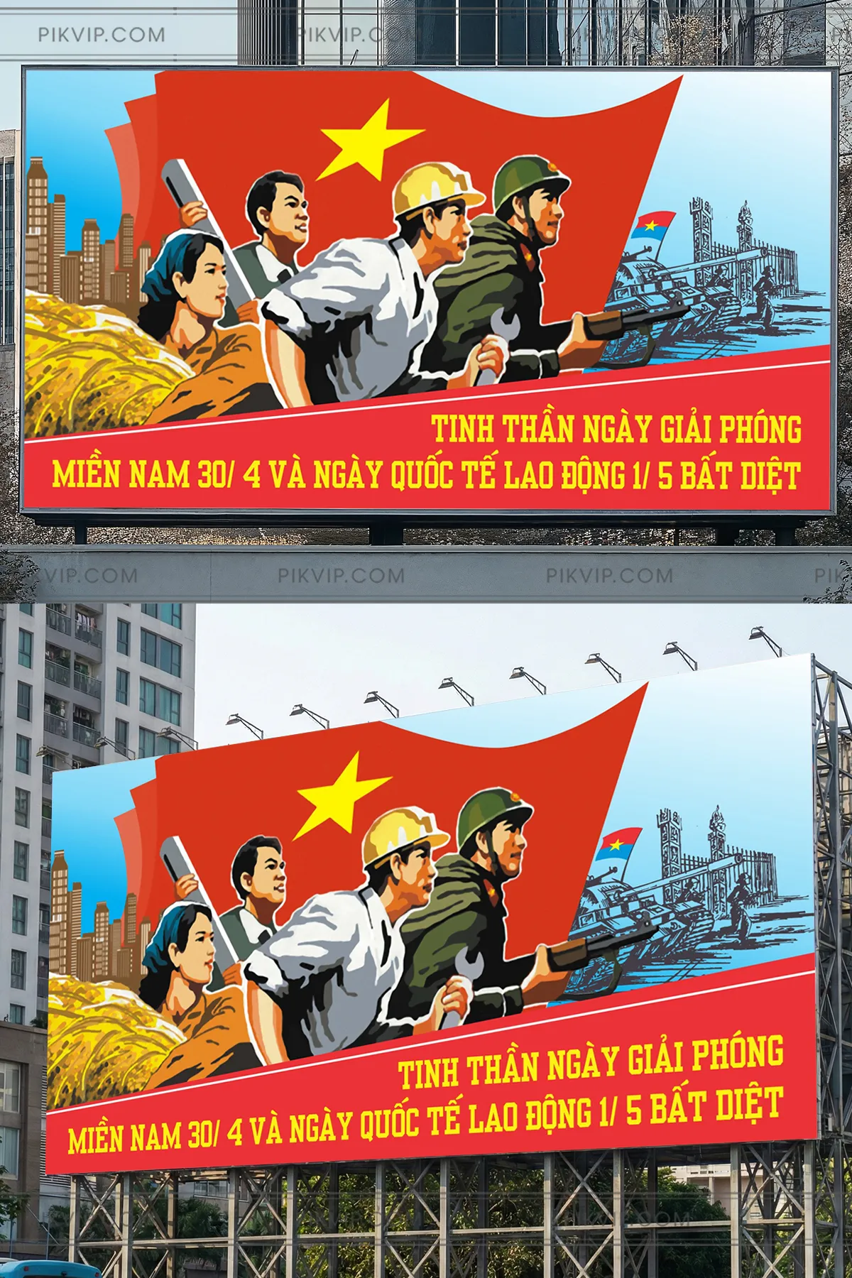 Vector Tranh Cổ Động Việt Nam: Kỷ Niệm Ngày Giải Phóng 30/4 và Quốc Tế Lao Động 1/5