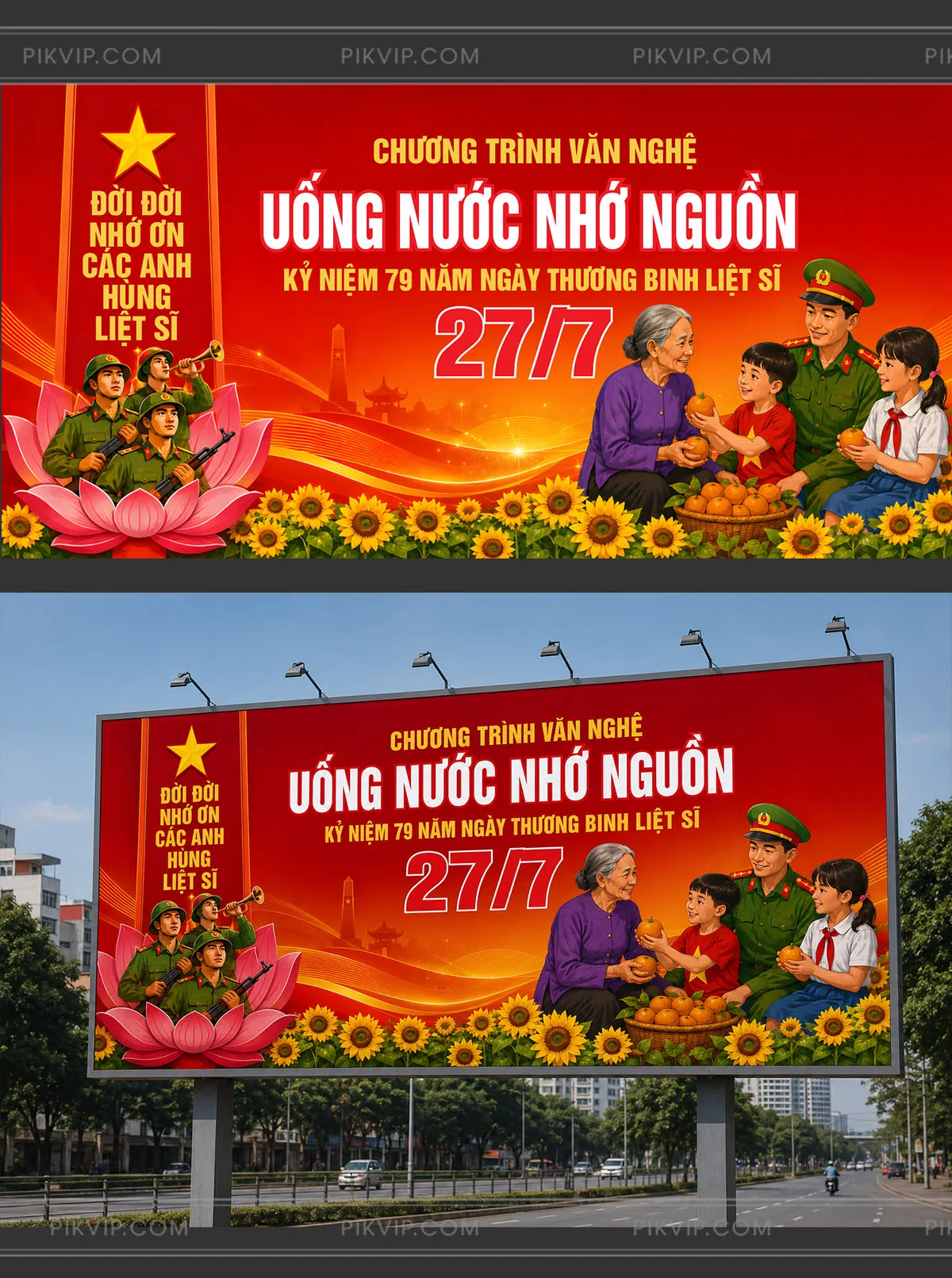 Backdrop Chương Trình Văn Nghệ Uống Nước Nhớ Nguồn 27/7