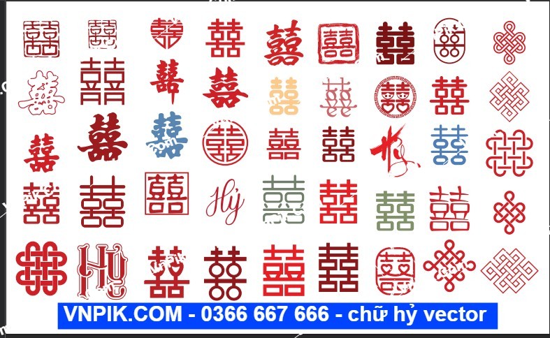 chữ hỷ vector