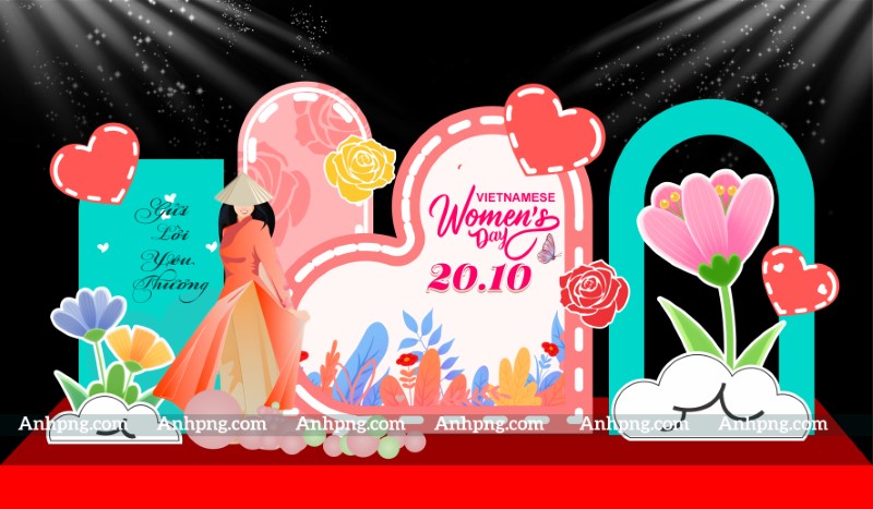 Decor tiểu cảnh 20/10 – Vector Corel Ai làm backdrop sân khấu