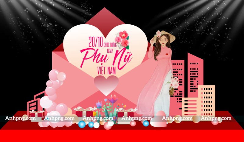 Decor 20/10 khung chụp ảnh – Vector Corel, Ai cho backdrop sân khấu
