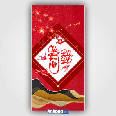 Mẫu bao lì xì Tết 2026 hoa đào đỏ đẹp sang trọng để in ấn