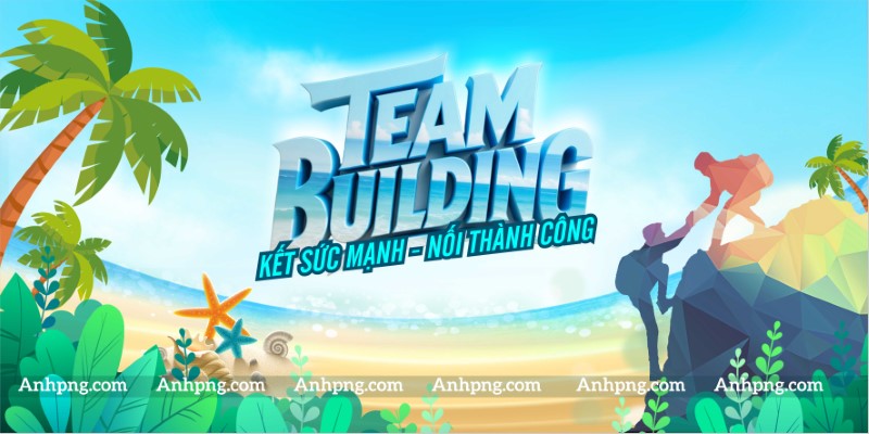 Backdrop team building bãi biển mùa hè kết sức mạnh nối thành công