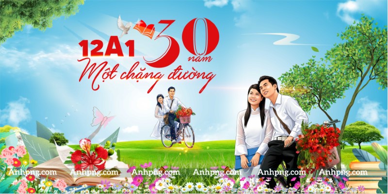 Backdrop họp lớp hội khóa 30 năm hoa phượng thanh xuân