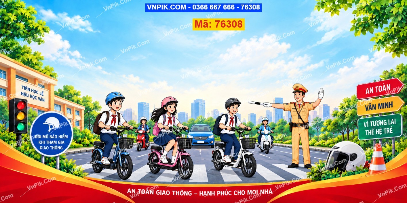 Backdrop Phông Sân Khấu An Toàn Giao Thông cho Học Sinh 76308