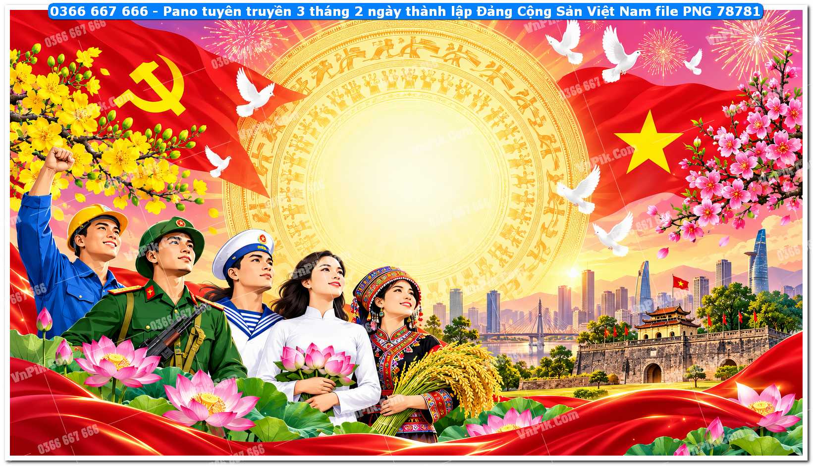 Pano tuyên truyền 3 tháng 2 ngày thành lập Đảng Cộng Sản Việt Nam file PNG78781