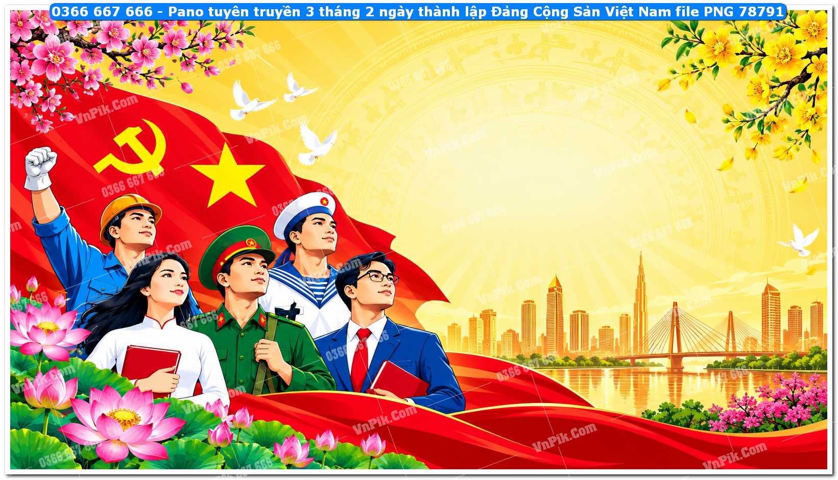 Pano tuyên truyền 3 tháng 2 ngày thành lập Đảng Cộng Sản Việt Nam file PNG78791