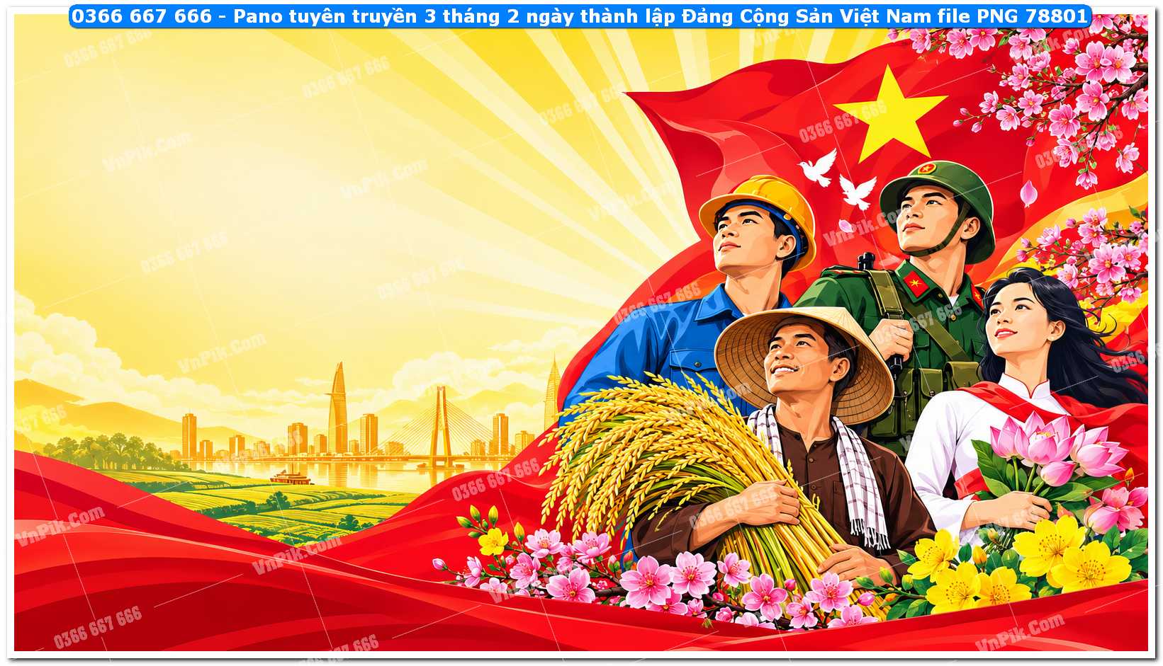 Pano tuyên truyền 3 tháng 2 ngày thành lập Đảng Cộng Sản Việt Nam file PNG78801